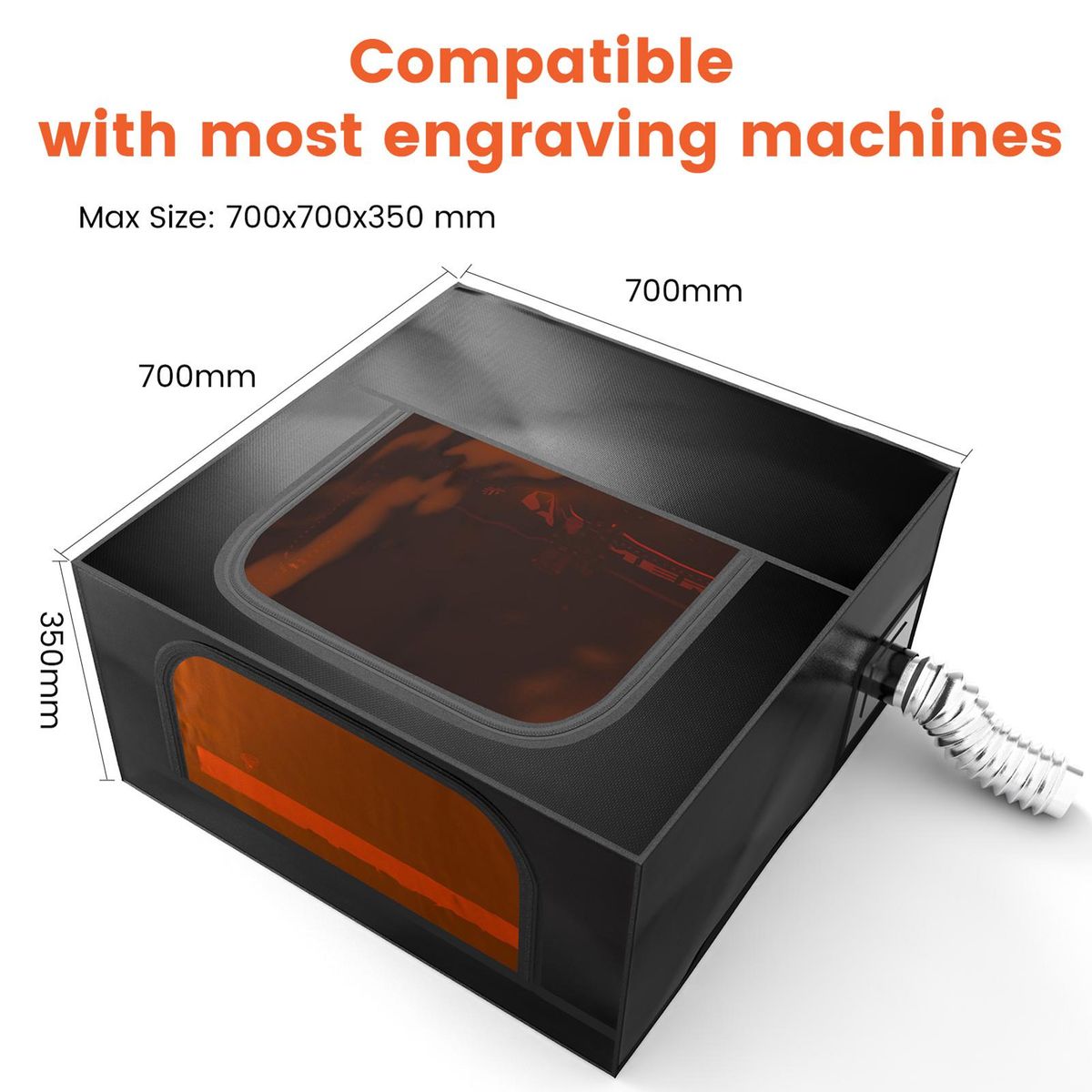 ACMER-R10 Laser Engraver Closure with Vent Foldable Protective Cover Safe Fireproof Cloth Dust-proof Smoke Exhaust Eye Protection 700*700*350mm Large Size Compatible with Most Laser Engraving Machine XTOOL D1/D2 Ortur Laser M