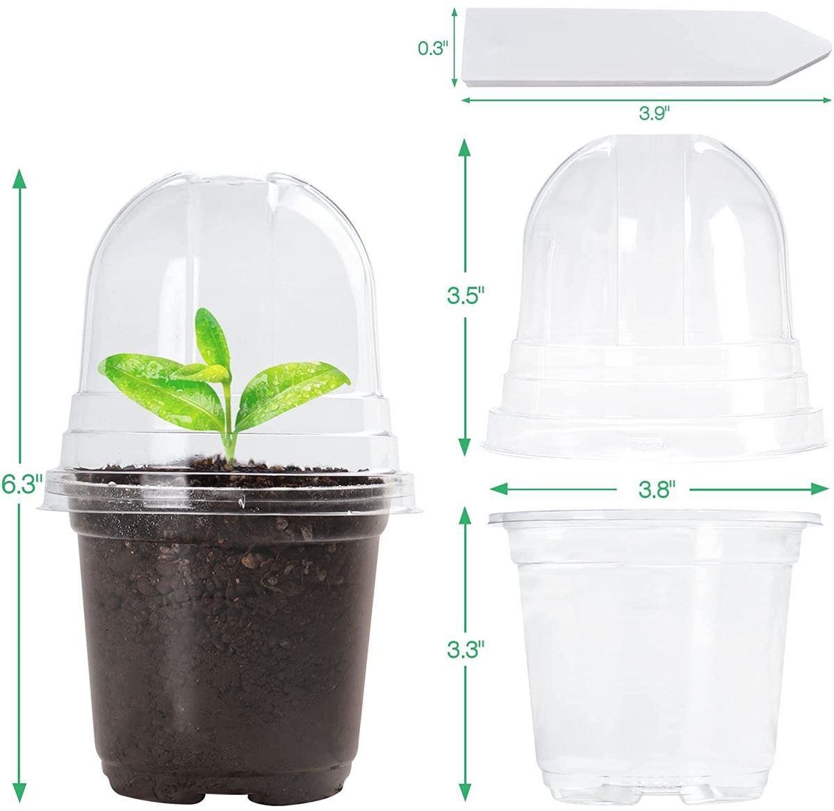 Clear Nursery Pots With Humidity Dome 30 Sets 4"