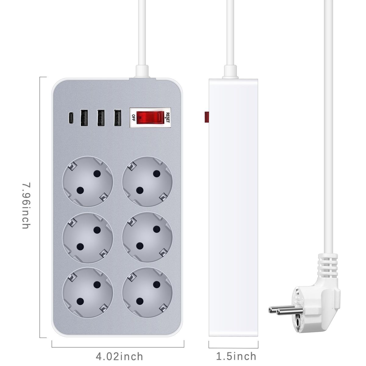10-In-1  Strip Multi Outlet Socket With 1.2-Meter Long Cord