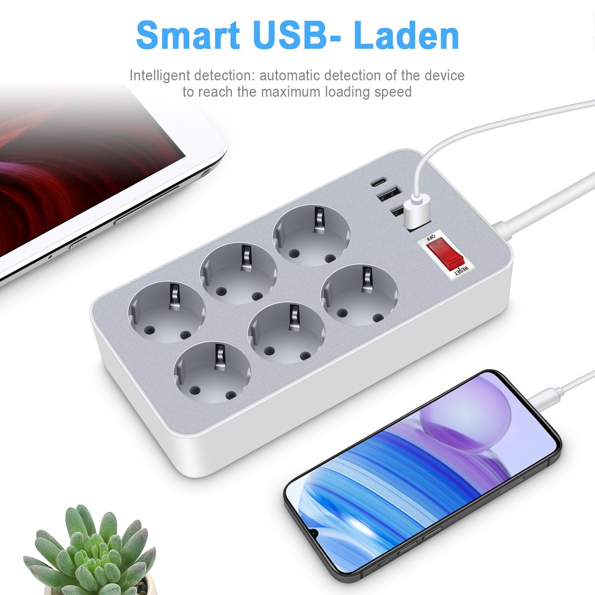10-In-1  Strip Multi Outlet Socket With 1.2-Meter Long Cord
