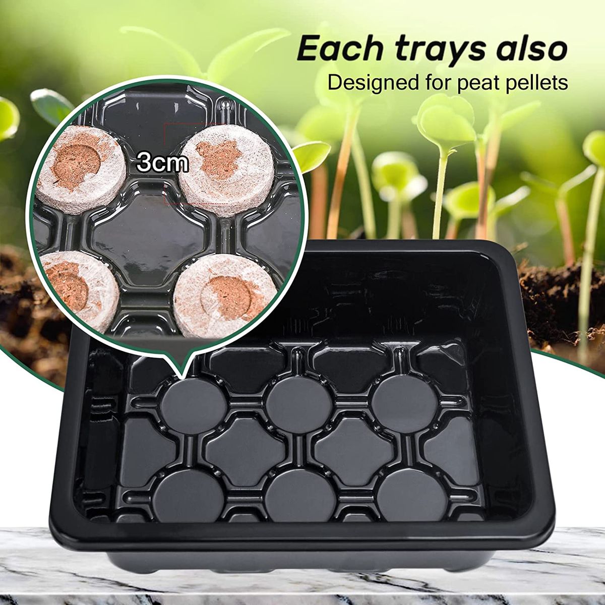 10 Sets Adjustable Plant Starter Kit (12 Cells Per Tray)