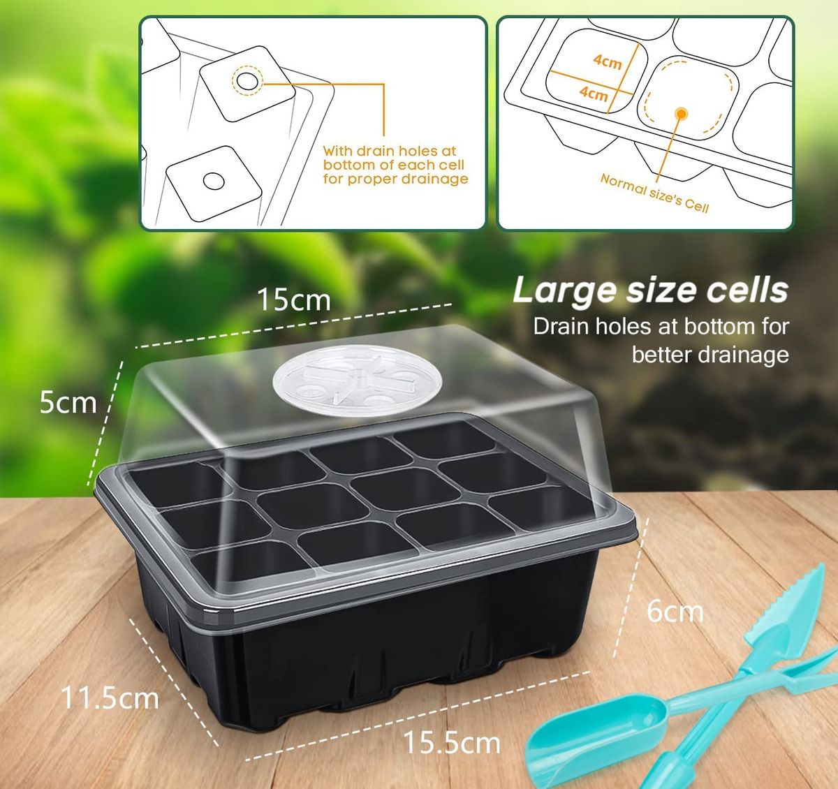 10 Sets Adjustable Plant Starter Kit (12 Cells Per Tray)