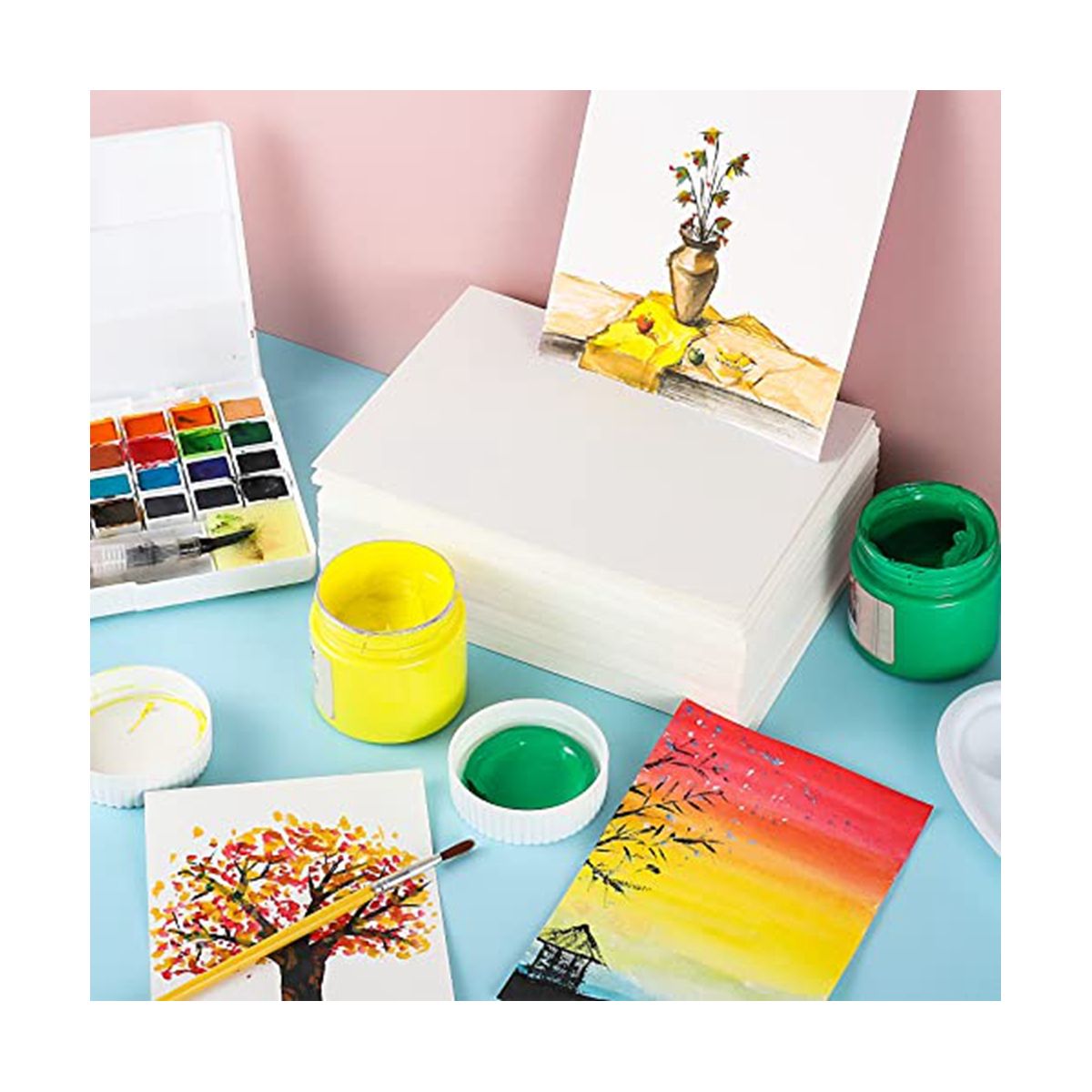 120 Sheets Watercolor Paper Bulk, 300GSM White Water Color