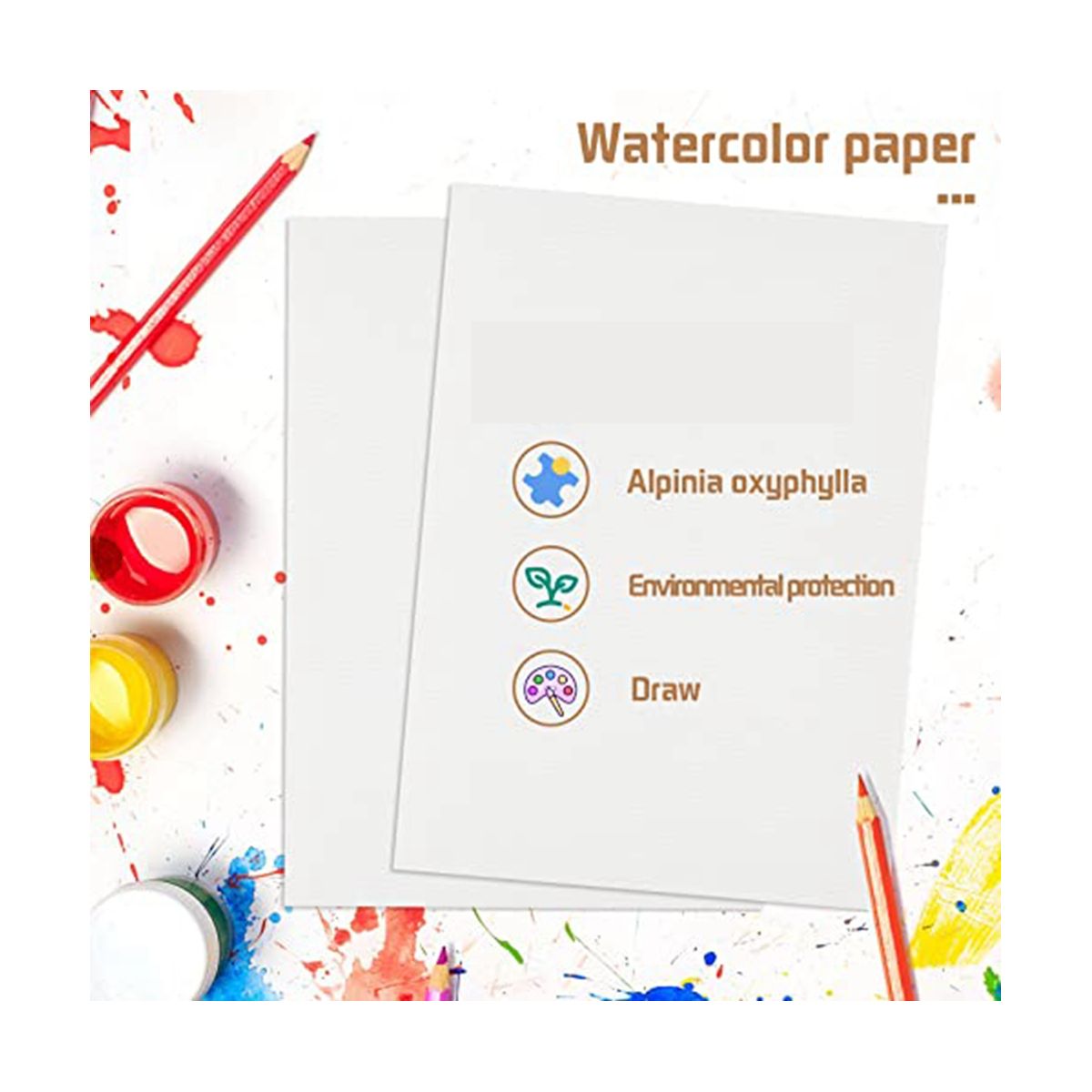 120 Sheets Watercolor Paper Bulk, 300GSM White Water Color