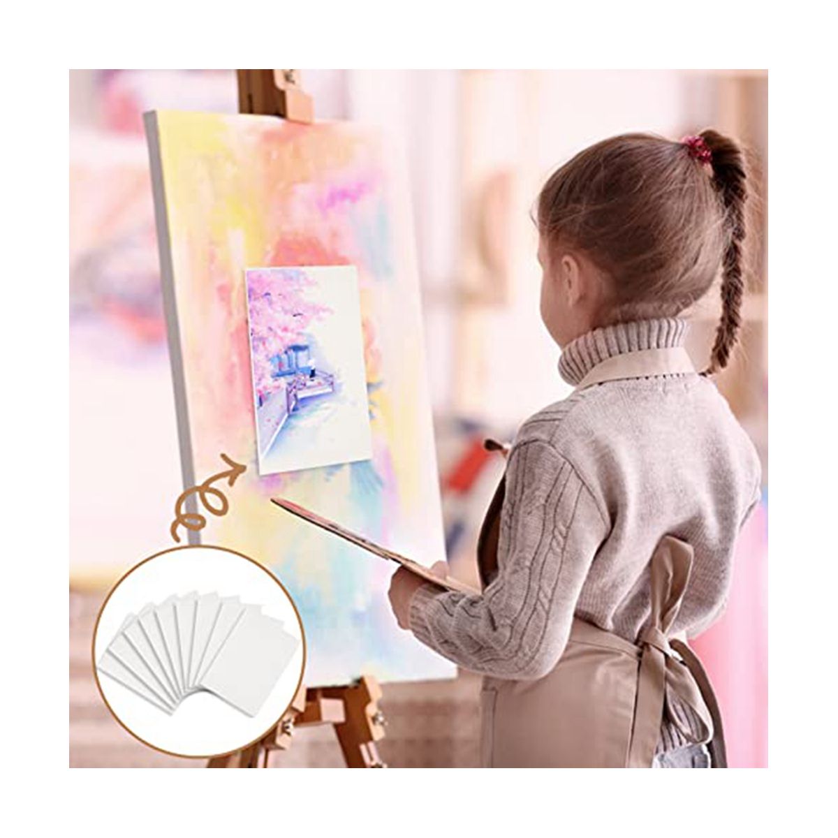 120 Sheets Watercolor Paper Bulk, 300GSM White Water Color