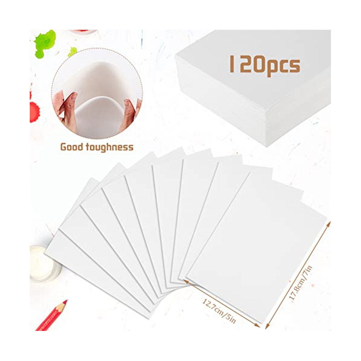 120 Sheets Watercolor Paper Bulk, 300GSM White Water Color
