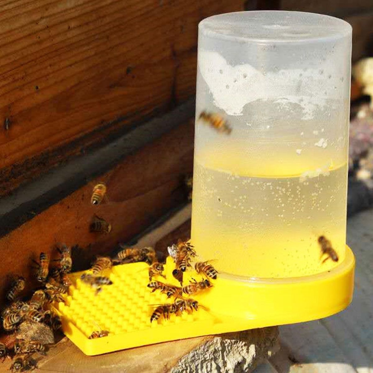 Bee Waterer Beehive Entrance Feeder Watering Station 3pcs Transparent Yellow
