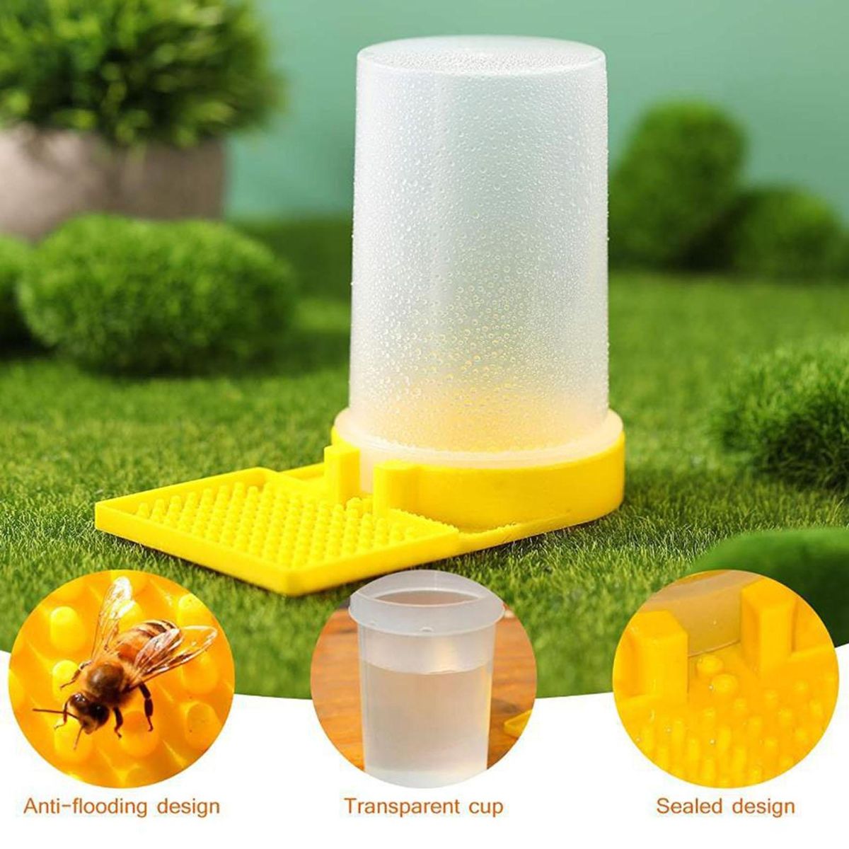 Bee Waterer Beehive Entrance Feeder Watering Station 3pcs Transparent Yellow