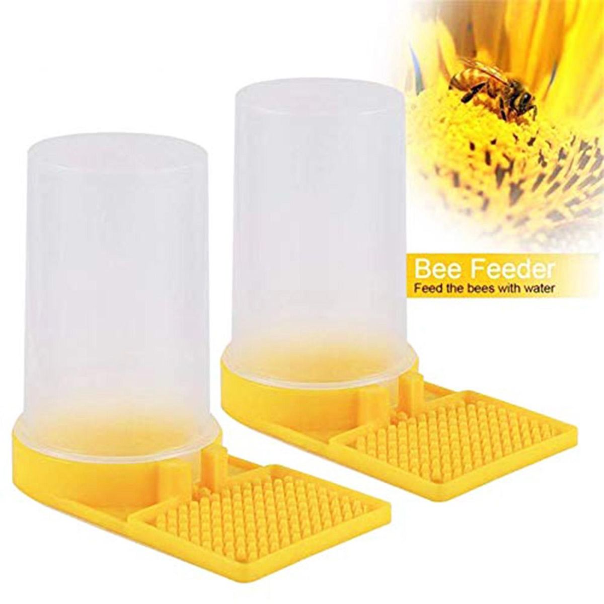 Bee Waterer Beehive Entrance Feeder Watering Station 3pcs Transparent Yellow