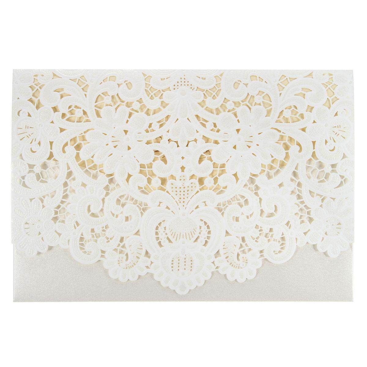 Wedding Invitation Cards Kit CW057 With Envelopes, Seals, Blank Inner Page White White