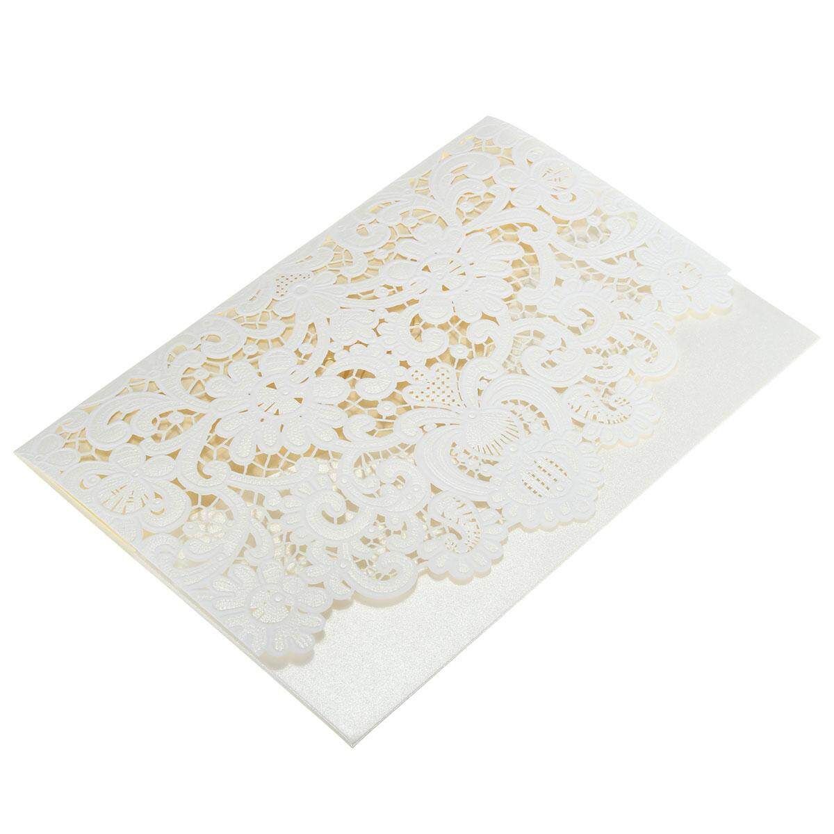 Wedding Invitation Cards Kit CW057 With Envelopes, Seals, Blank Inner Page White White