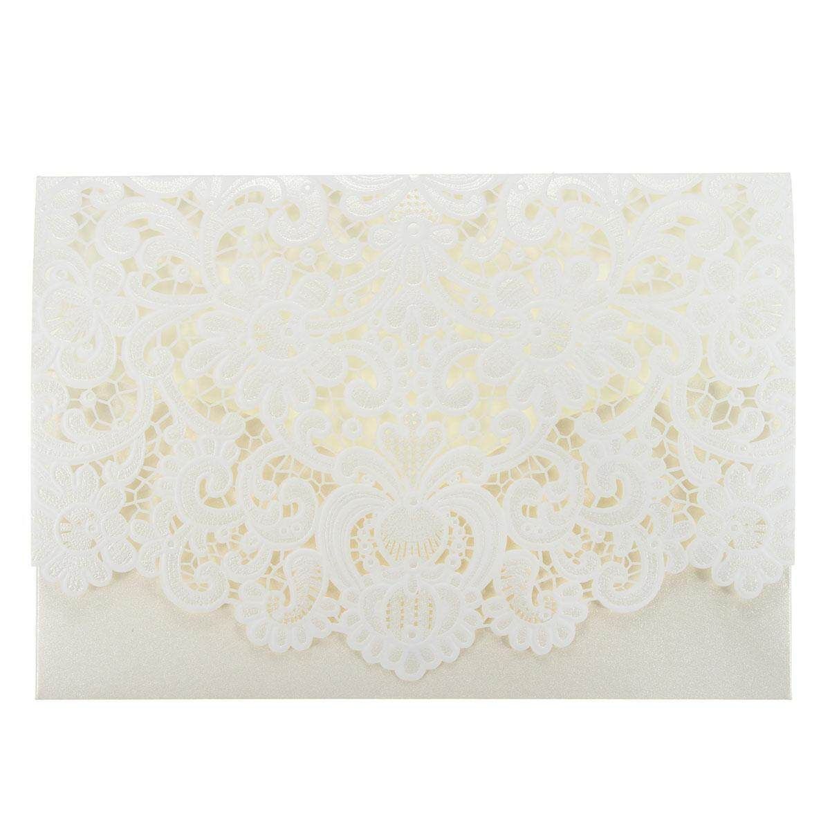 Wedding Invitation Cards Kit CW057 With Envelopes, Seals, Blank Inner Page White White