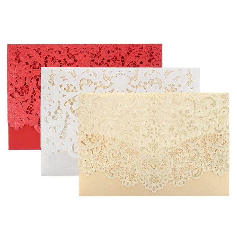 Wedding Invitation Cards Kit CW057 With Envelopes, Seals, Blank Inner Page White White