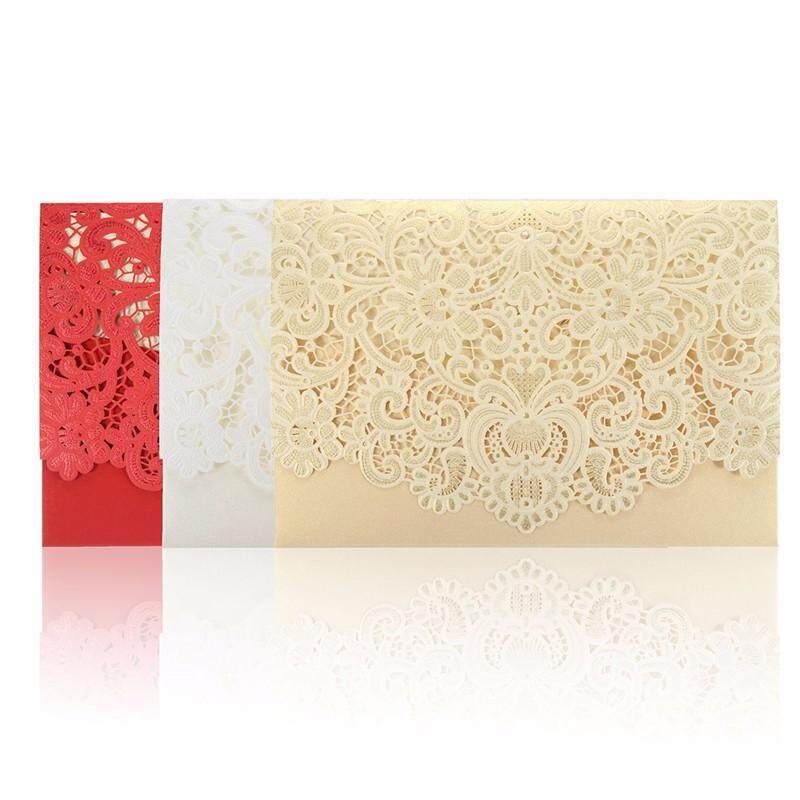 Wedding Invitation Cards Kit CW057 With Envelopes, Seals, Blank Inner Page White White