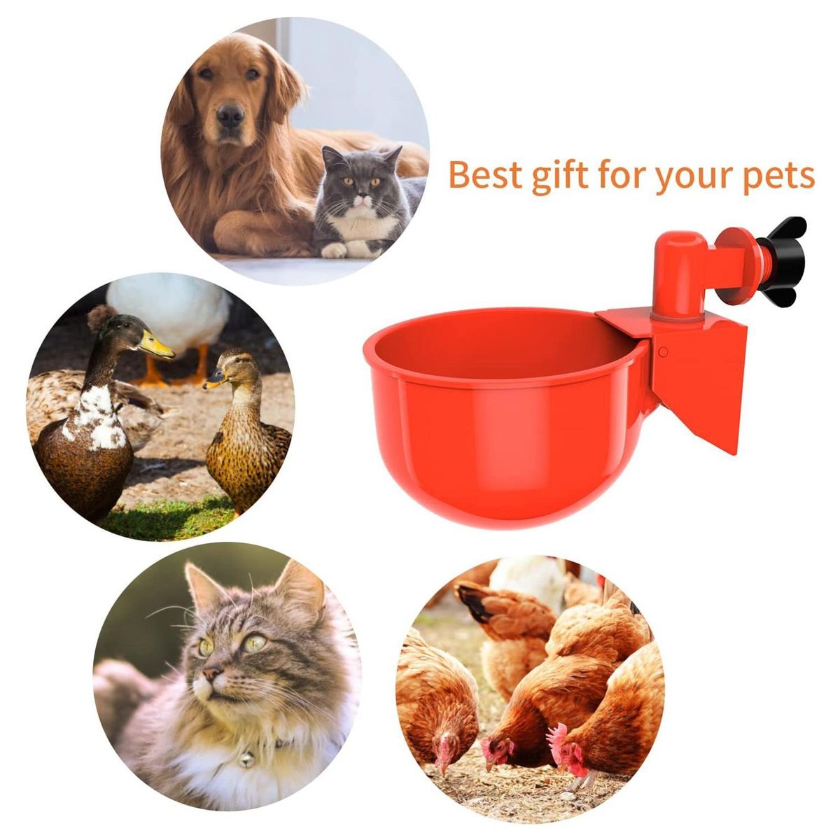 9-pack Automatic Chicken Waterer Cups with Hole Saw Easy for Buckets Red