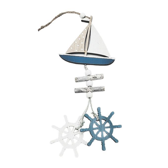 Small Nautical Wood Sailing Boat Sailboat Ship Beach Themed Rudder