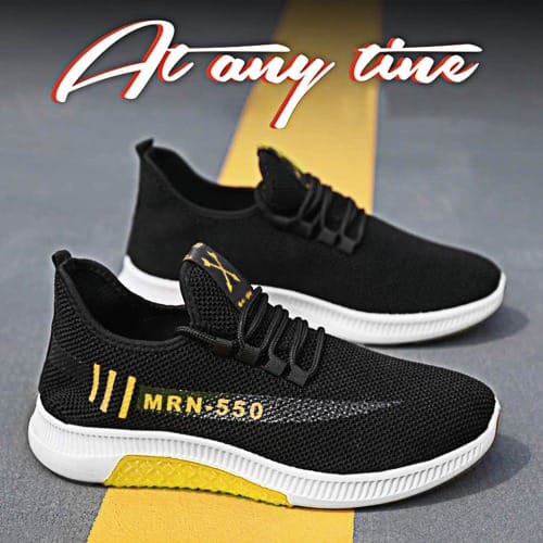 Men's Casual Sneakers  - Black & Yellow