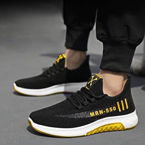 Men's Casual Sneakers  - Black & Yellow