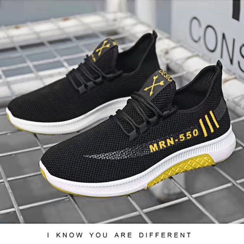 Men's Casual Sneakers  - Black & Yellow