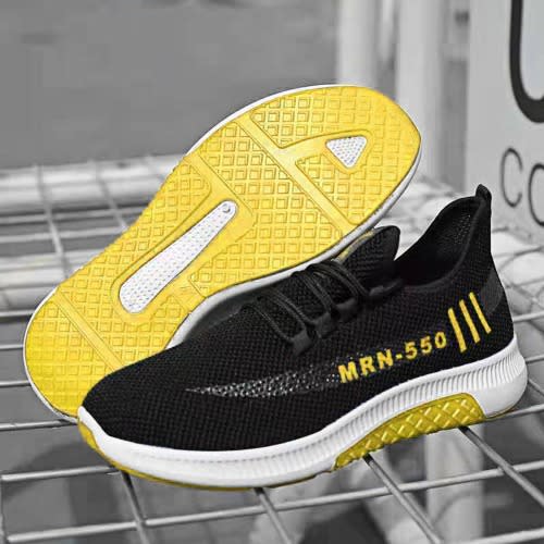 Men's Casual Sneakers  - Black & Yellow