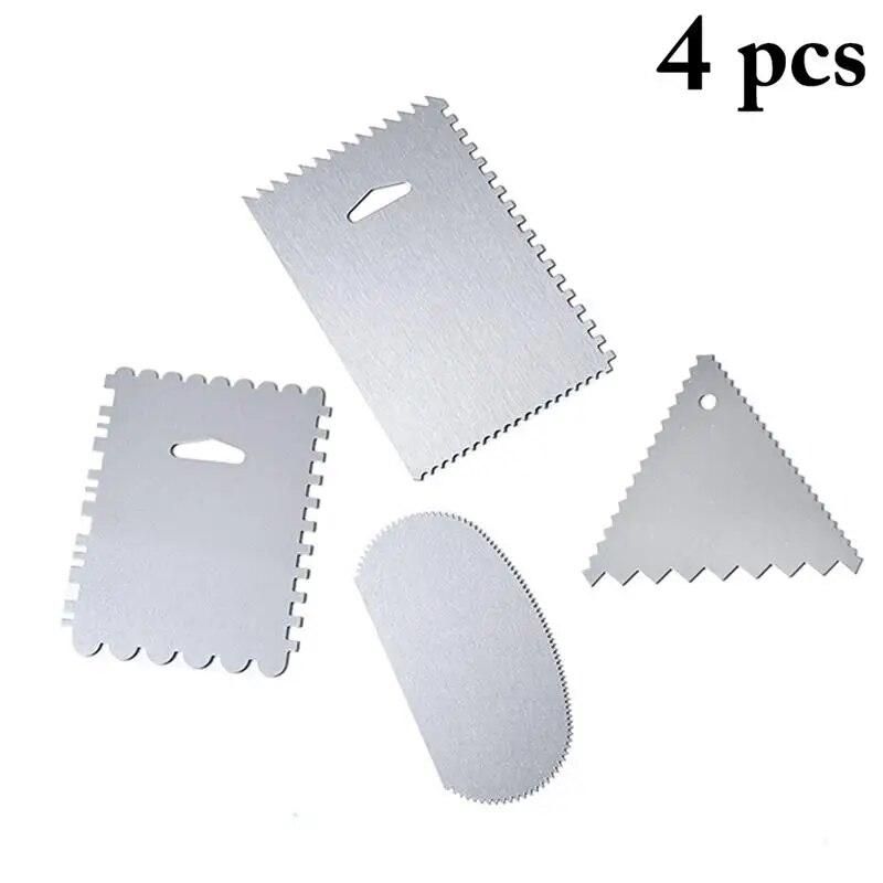 4pcs Cream Scraper Irregular Teeth Edge DIY Scraper Cake Decorating Fondant pastry cutters Baking Spatulas Tools