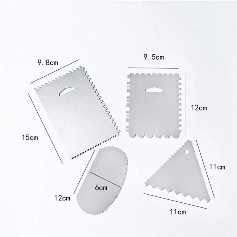 4pcs Cream Scraper Irregular Teeth Edge DIY Scraper Cake Decorating Fondant pastry cutters Baking Spatulas Tools