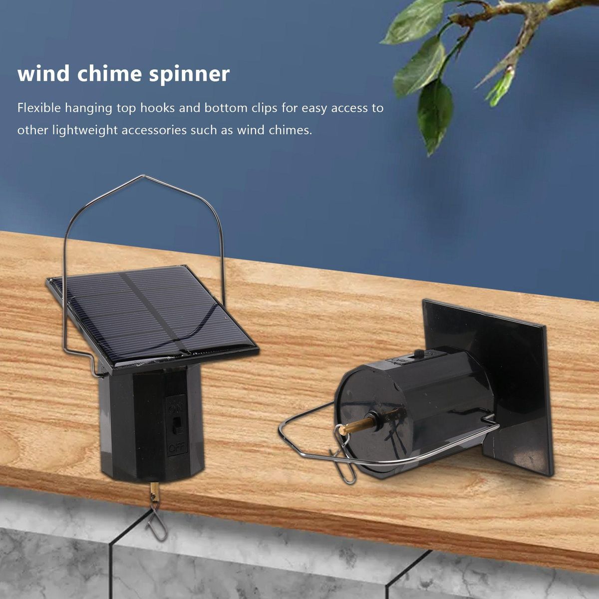 Solar Hanging Display Motor Rotating Small Motor Solar Energy Wind Spinner Motor Multi-Purposes Rotatable Hook 2Pcs