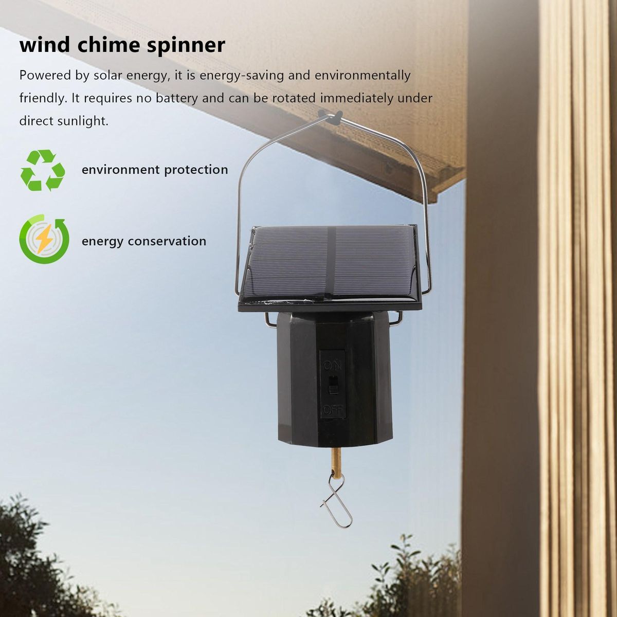 Solar Hanging Display Motor Rotating Small Motor Solar Energy Wind Spinner Motor Multi-Purposes Rotatable Hook 2Pcs