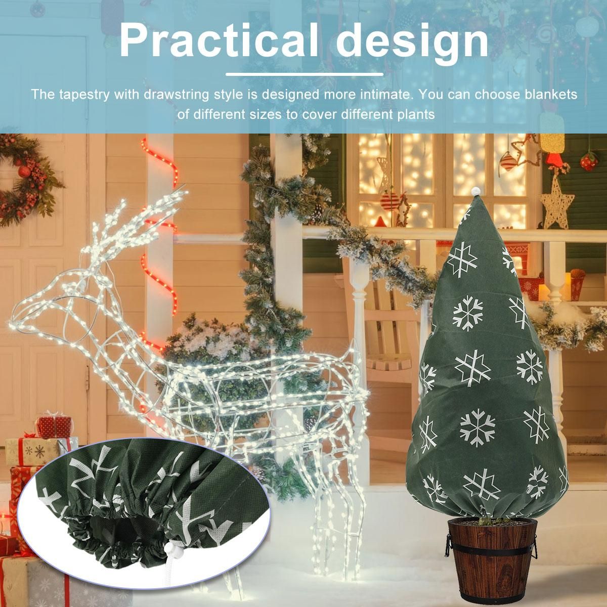 Plant Freeze Protection Cover Bag Garden Plant Cover Winter Freeze Frost Protection Warm Cover Plant Protecting Bag Snowman Xmas