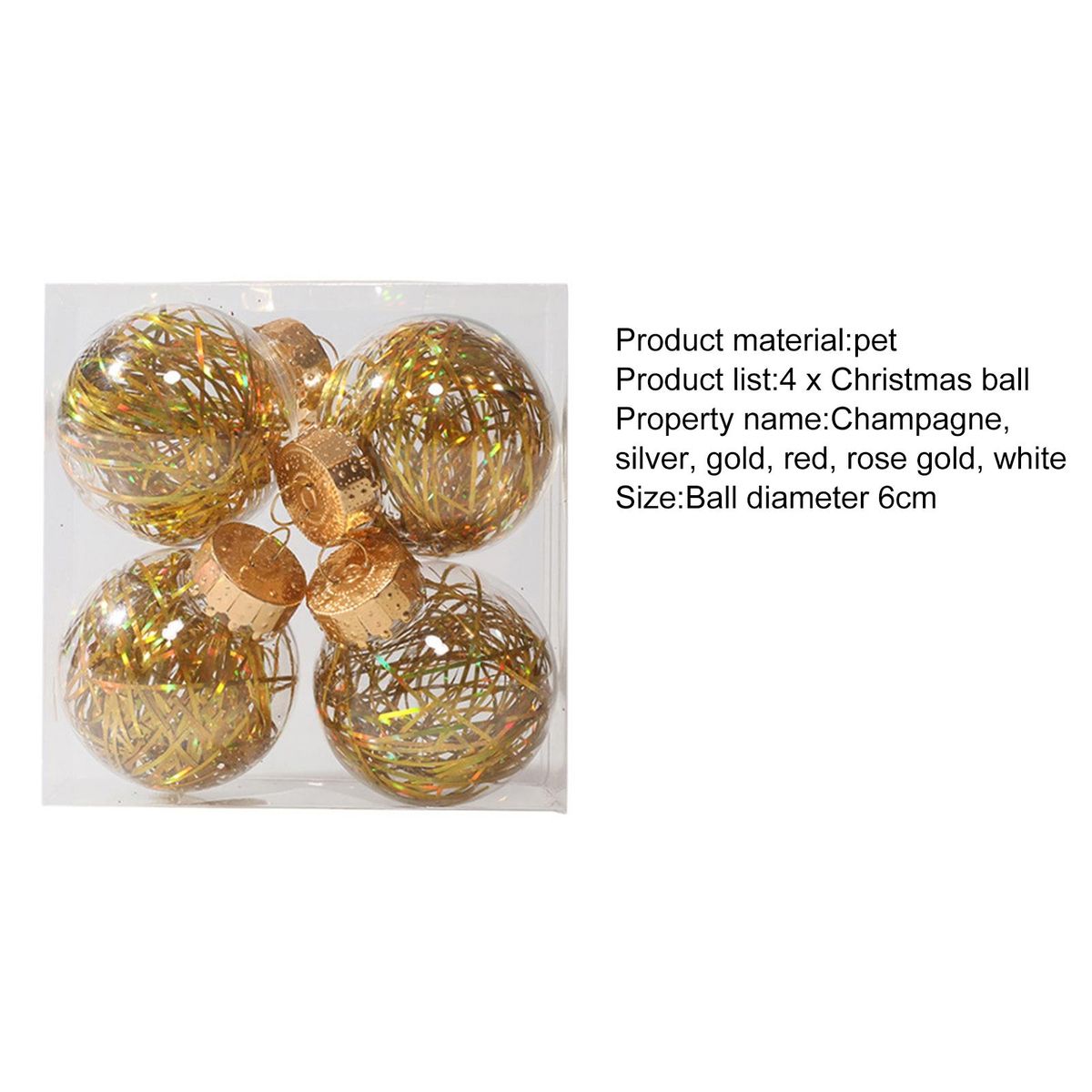 4 PcsSet Christmas Balls Reusable Reflective Christmas Tree Balls Golden