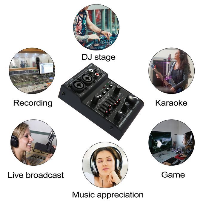 Ammoon AGM02 Mini 2-Channel Sound Card Mixing Console