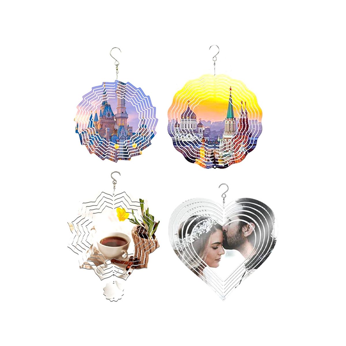 4Pcs Sublimation Wind Spinner Blanks 8 Inch 3D Wind