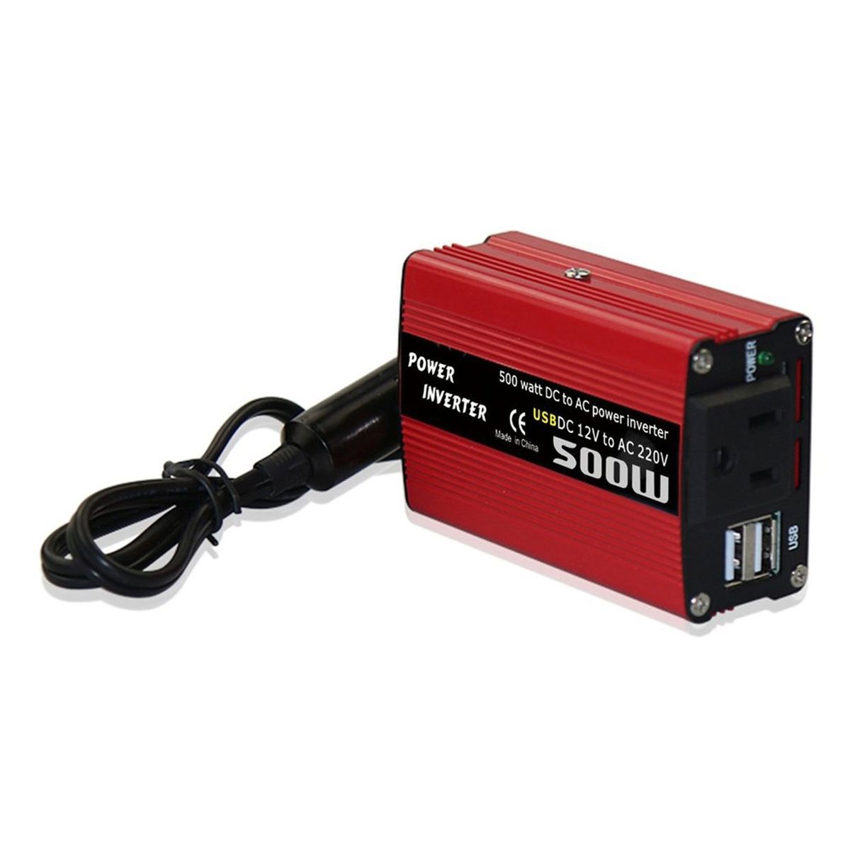 OR 500W DC To AC Power Converter 12V 110V 220V Car Inverter With Dual USB Red