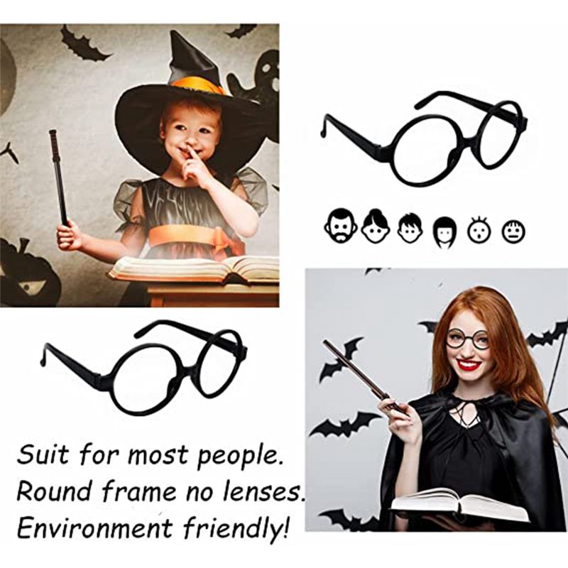 30 Pcs Wand Pencils Bolt Tattoos Stickers Costume Glasses with Round Party Supplies Set Wizard Wand