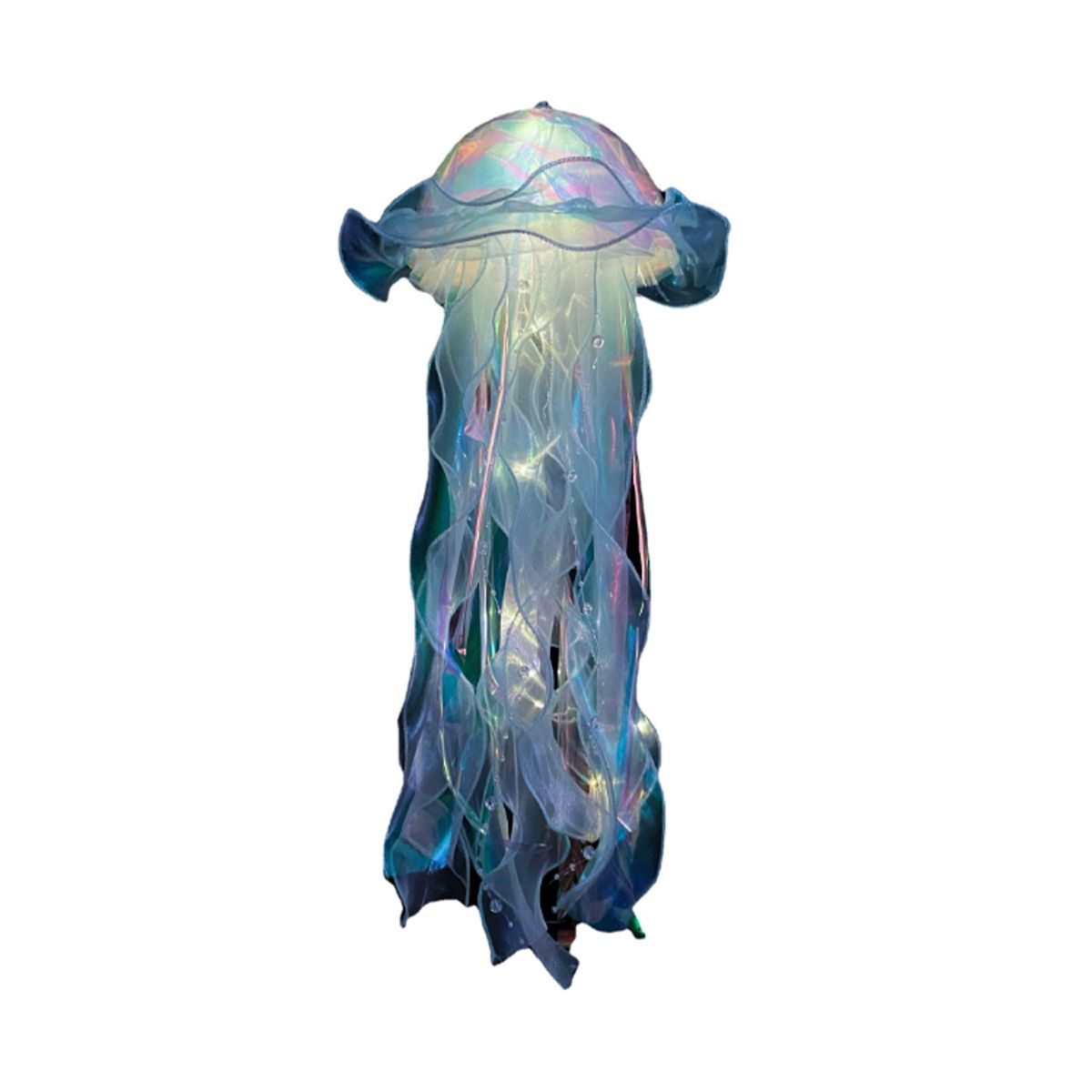 Blue DIY Jellyfish Lantern Lantern Mermaid Jellyfish Lantern Girl Happy Undersea Theme Room Decoration