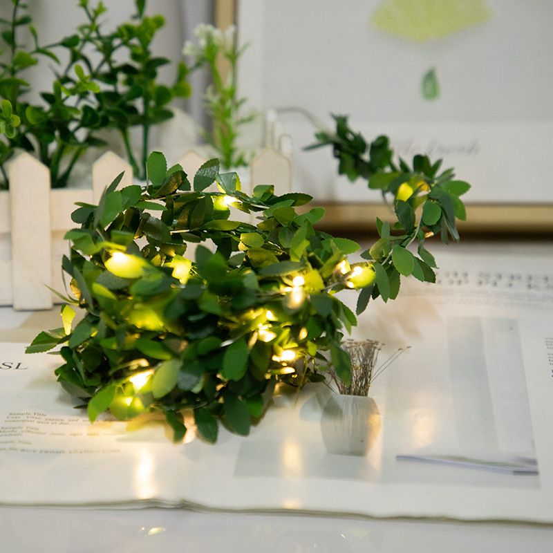 Led Copper Wire Green Rattan Lamp String Rattan Green Leaf Lamp Christmas Decoration