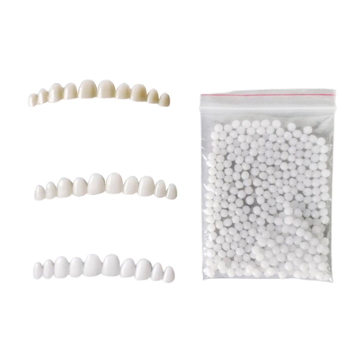 3pcs Silicone Reusable Teeth Veneers With Fitting Beads Temporary