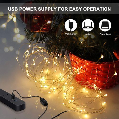 Fairy Lights 10m 100 LEDs String Lights USB Remote Control