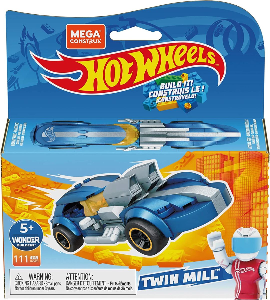 Construx GVM31 Hot Wheels Twin Mill Blue