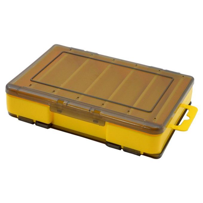 Double-layer Lure Multifun Tional Storage Box Waterproof Bait A  Essory-gray+yellow-14cm*10.5cm*3.3cm