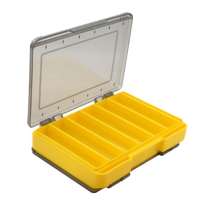 Double-layer Lure Multifun Tional Storage Box Waterproof Bait A  Essory-gray+yellow-14cm*10.5cm*3.3cm