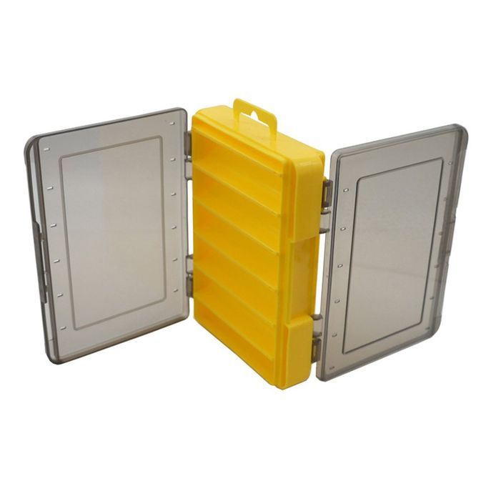 Double-layer Lure Multifun Tional Storage Box Waterproof Bait A  Essory-gray+yellow-14cm*10.5cm*3.3cm