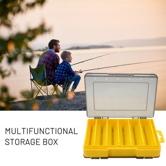 Double-layer Lure Multifun Tional Storage Box Waterproof Bait A  Essory-gray+yellow-14cm*10.5cm*3.3cm