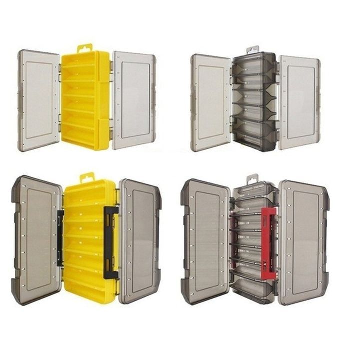 Double-layer Lure Multifun Tional Storage Box Waterproof Bait A  Essory-gray+yellow-14cm*10.5cm*3.3cm