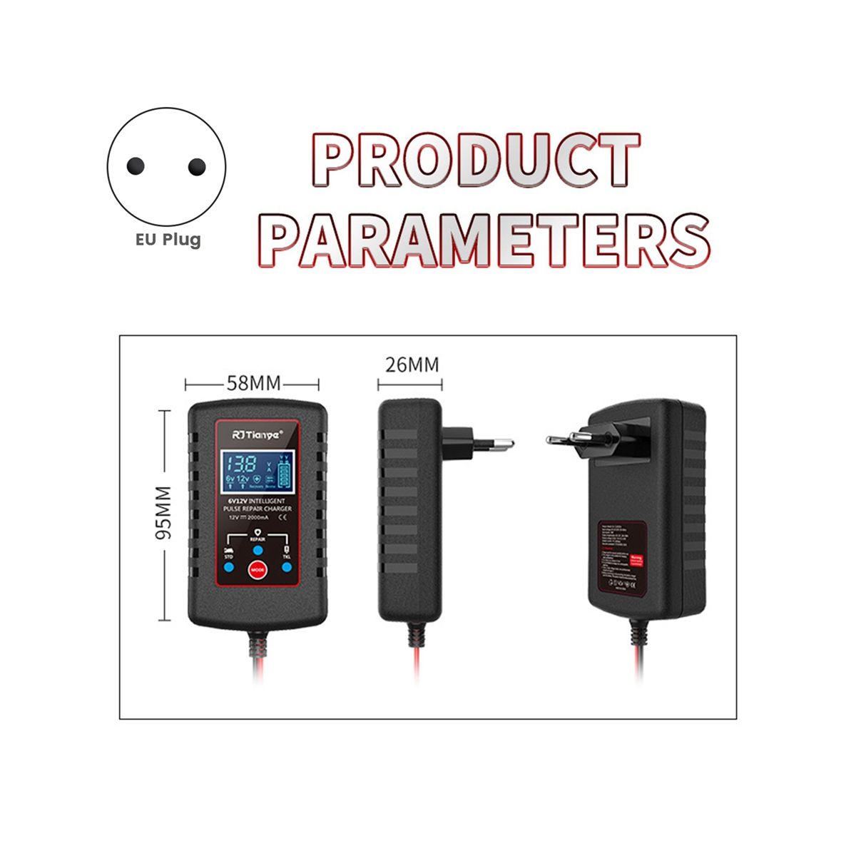 6V 12V Fully Automatic Smart Charger 2A High Power