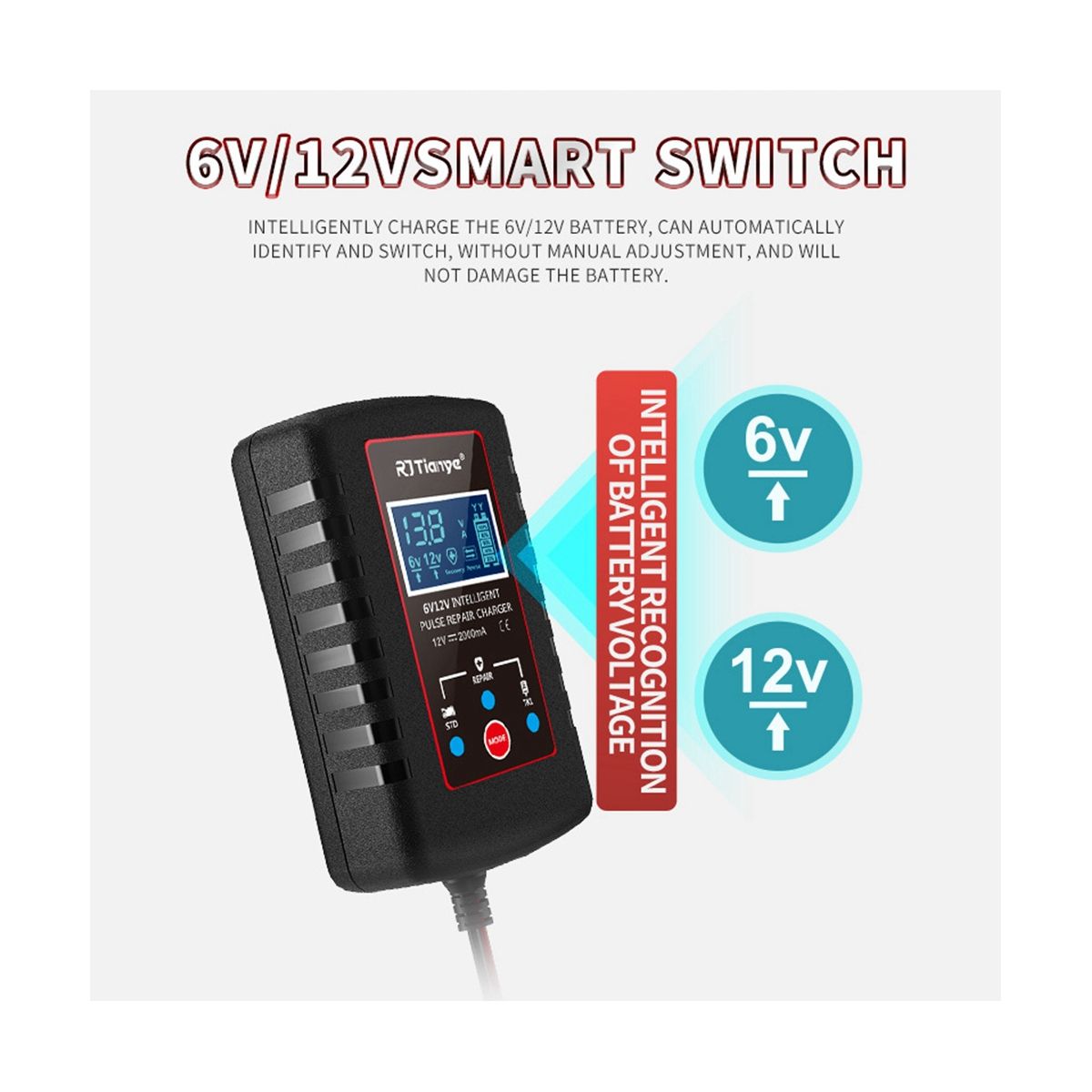 6V 12V Fully Automatic Smart Charger 2A High Power