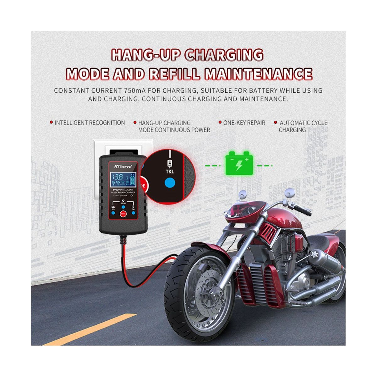 6V 12V Fully Automatic Smart Charger 2A High Power
