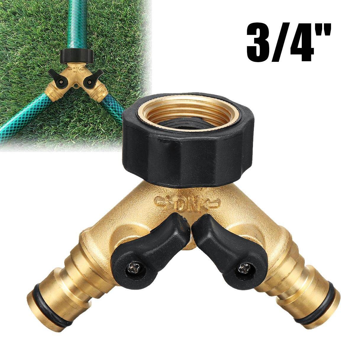 3/4'' Two Way Double Garden Twin Tap Hose Pipe Splitter Faucet Connector New