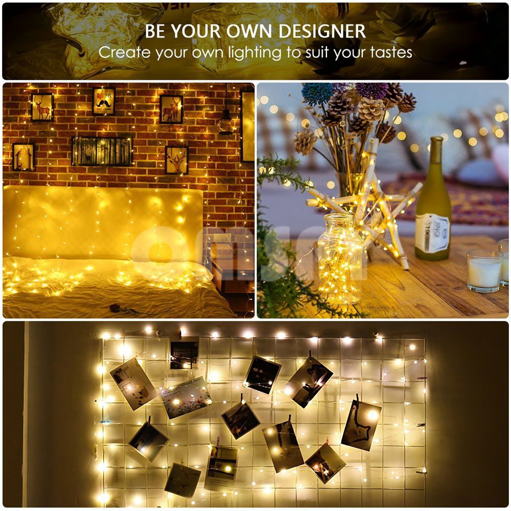 LED String Lights Copper Wire 2M/3M/5M/10M Waterproof Holiday LED Strip Lighting For Fairy Christmas Wedding Party Decoration--Warm White--3M 30LEDS