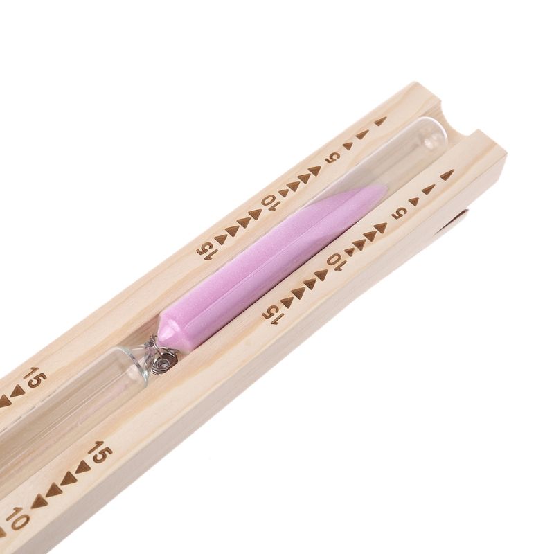 Wall-Mounted Rotating Sauna Sand Timer-15 Minutes, Thermo Wood, Sand Color Pink